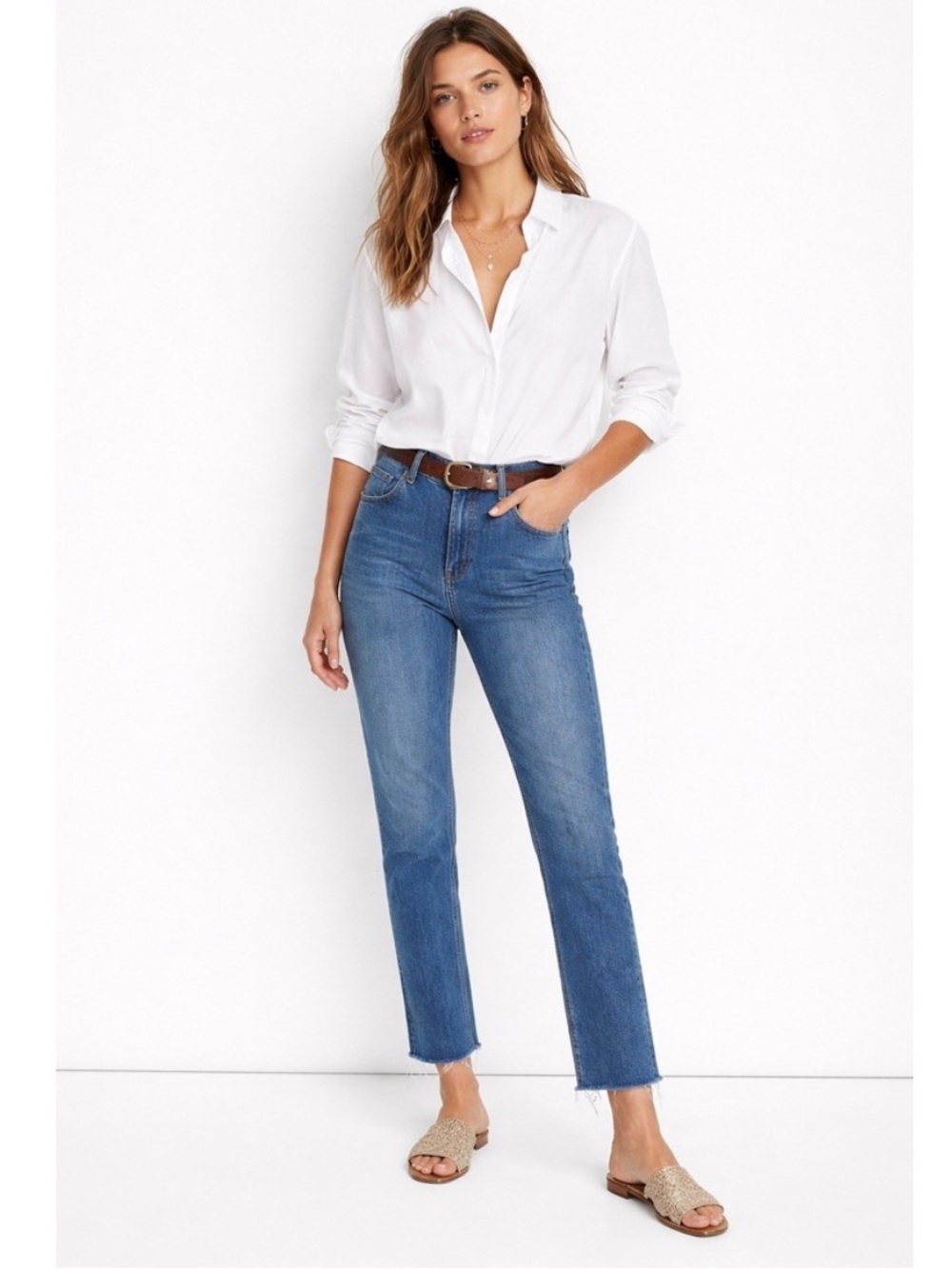 Frank & Eileen Derry Slim Straight Leg Jeans Raw Hem Women Size‎ 30 Quiet Luxury